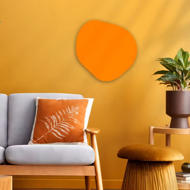Marigold - Glow - Oranje Wandcirkel Organisch Forex 3mm klein 629 -sfeer4