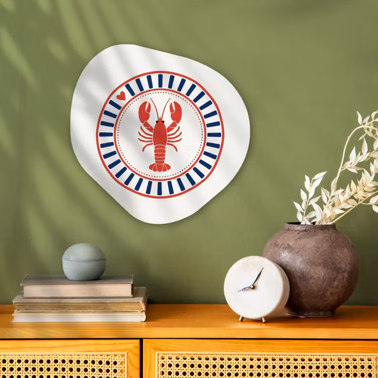 Zeeleven - Kreeft - Embleem - Grafisch - Rood Wandcirkel Organisch Forex 3mm klein -sfeer2