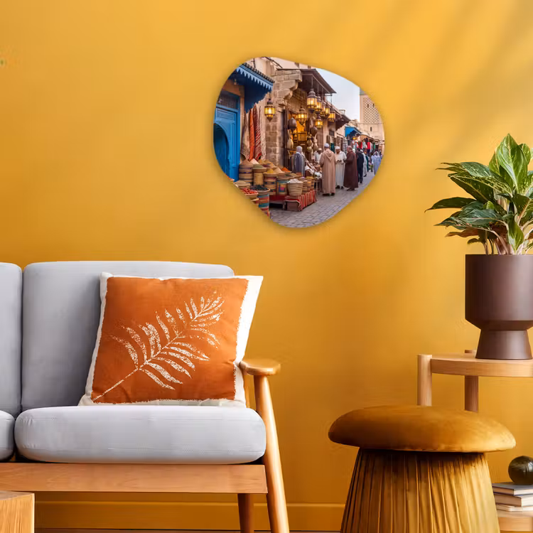 Organic - Forex - Market - Oriental - Colorful - Markt - Oosters - Kleurrijk Wandcirkel Organisch Forex 3mm klein