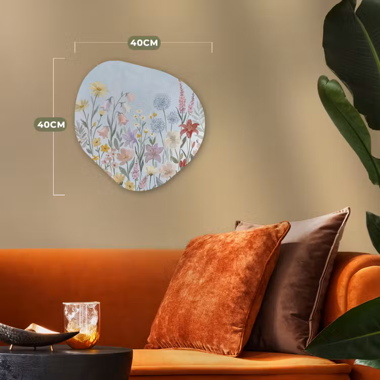 Weidebloemen - Illustratie - Kleurrijk Wandcirkel Organisch Forex 3mm klein -sfeer3