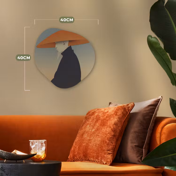 Minimalistisch - Silhouet - Oranje Wandcirkel Organisch Forex 3mm klein -sfeer3