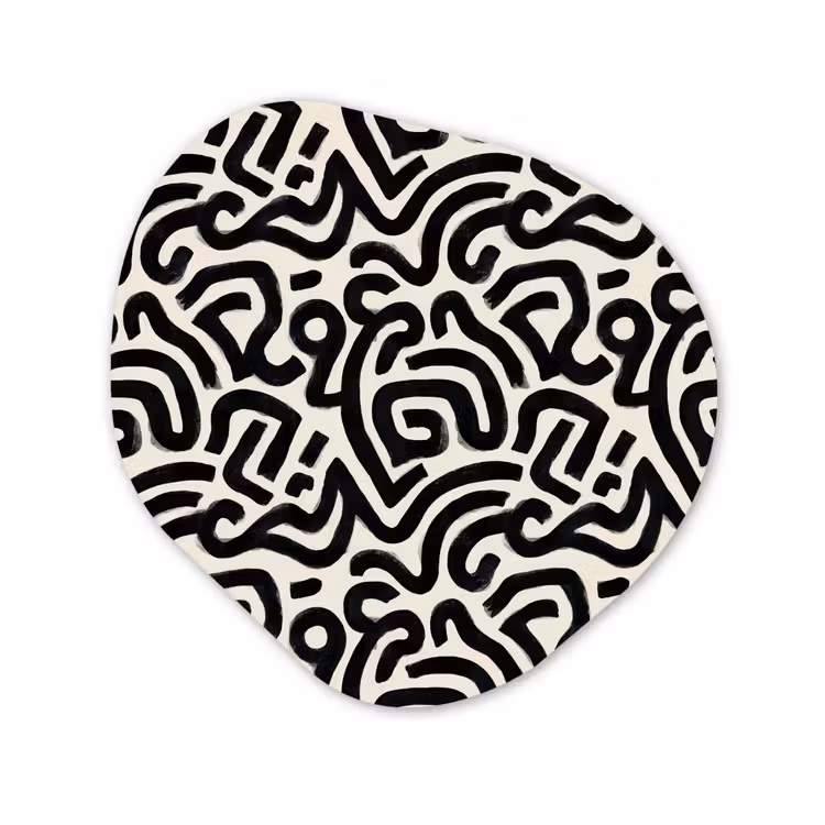 Modern - Abstract - Zwart Wandcirkel Organisch Forex 3mm klein 629 -3d