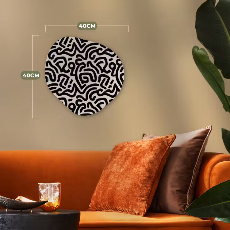 Modern - Abstract - Zwart Wandcirkel Organisch Forex 3mm klein 629 -sfeer3