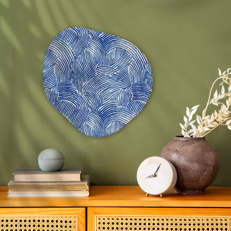 Modern - Abstract - Blauw Wandcirkel Organisch Forex 3mm klein 629 -sfeer2