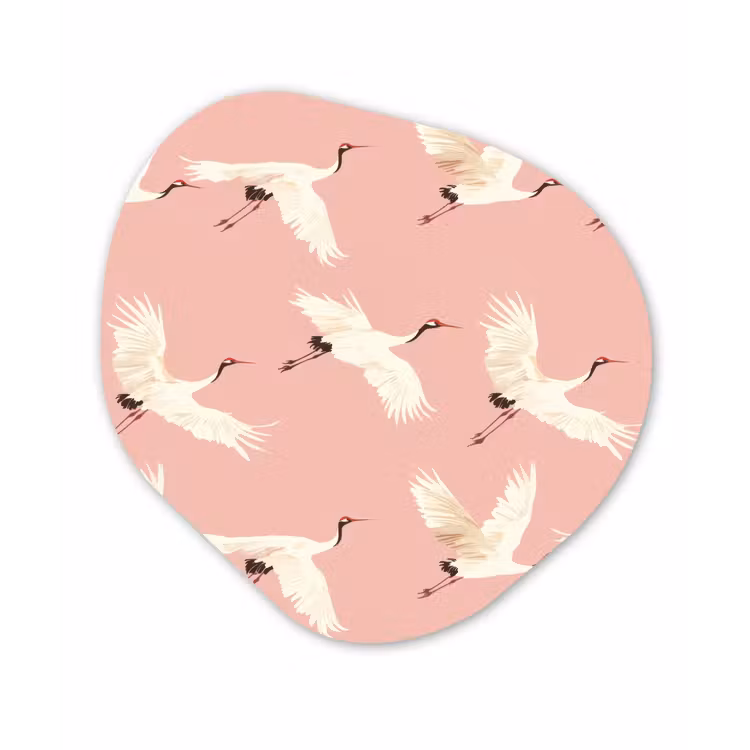 Modern - Kraanvogels - Roze Wandcirkel Organisch Forex 3mm klein 629 -3d