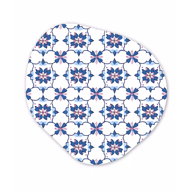 Modern - Patroon - Blauw - Roze Wandcirkel Organisch Forex 3mm klein 629 -3d