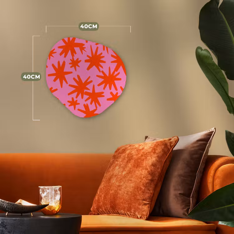 Modern - Sterren - Roze Wandcirkel Organisch Forex 3mm klein 629 -sfeer3