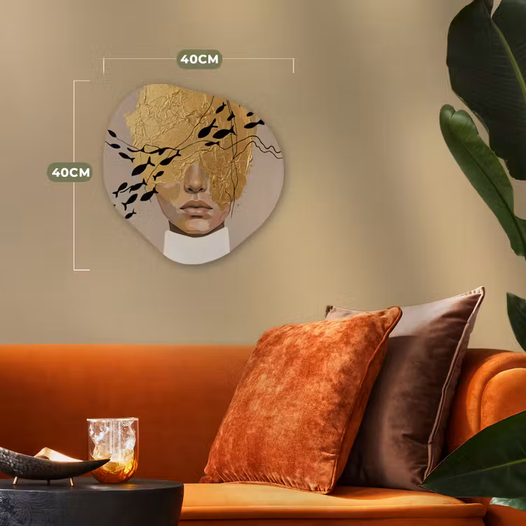 Modern - Vrouw - Goud Wandcirkel Organisch Forex 3mm klein -sfeer3