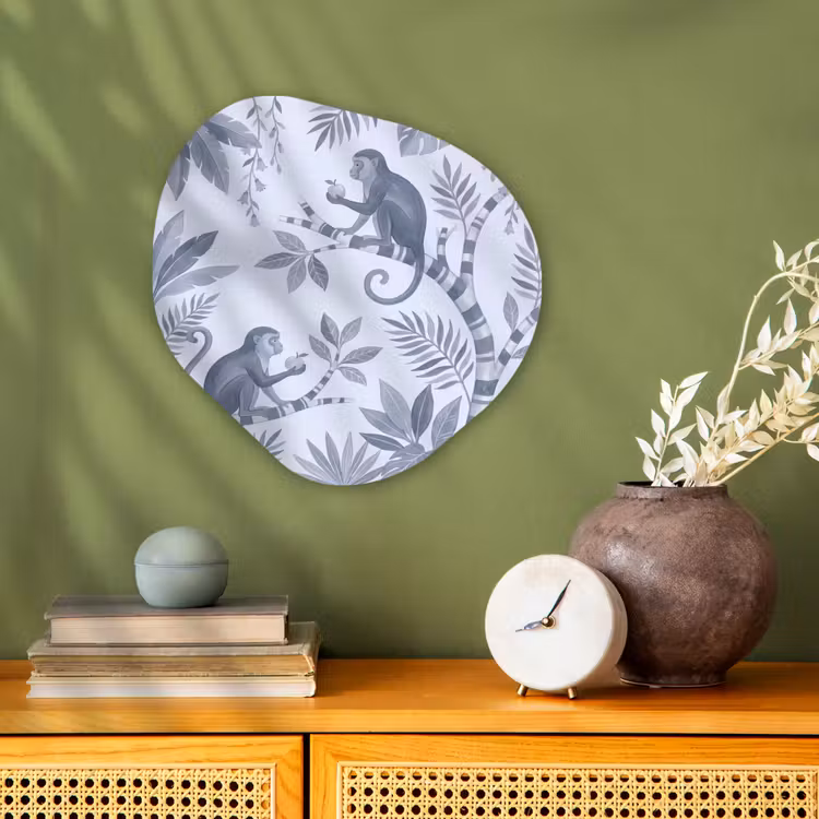 Aap - Boom - Bladeren - Jungle - Illustratie Wandcirkel Organisch Forex 3mm klein -sfeer2