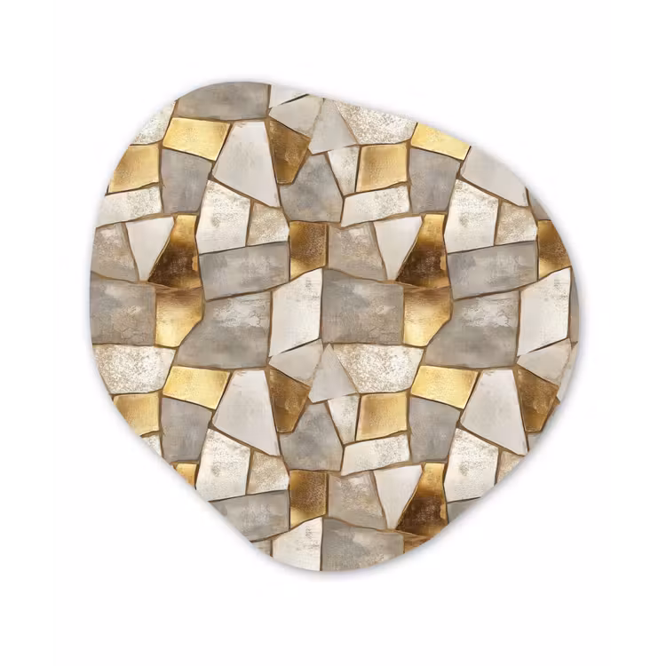 Mozaïek - Marmer - Goud Wandcirkel Organisch Forex 3mm klein 629 -3d
