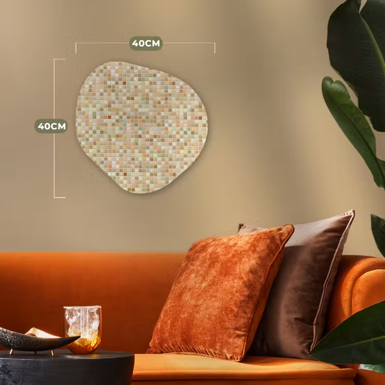 Mozaïek - Patroon - Terracotta Wandcirkel Organisch Forex 3mm klein 629 -sfeer3