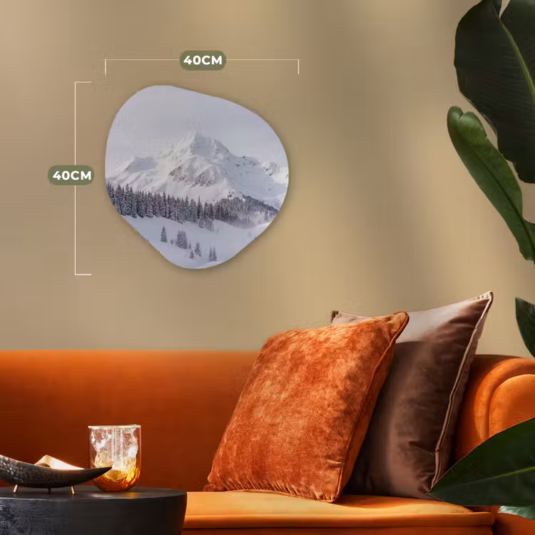 Berg - Sneeuw - Winter - Natuur - Wit Wandcirkel Organisch Forex 3mm klein -sfeer3