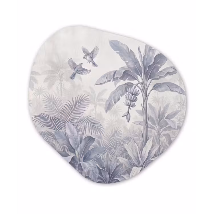Natuur - Vogel - Jungle - Illustratie - Blauw Wandcirkel Organisch Forex 3mm klein -3d