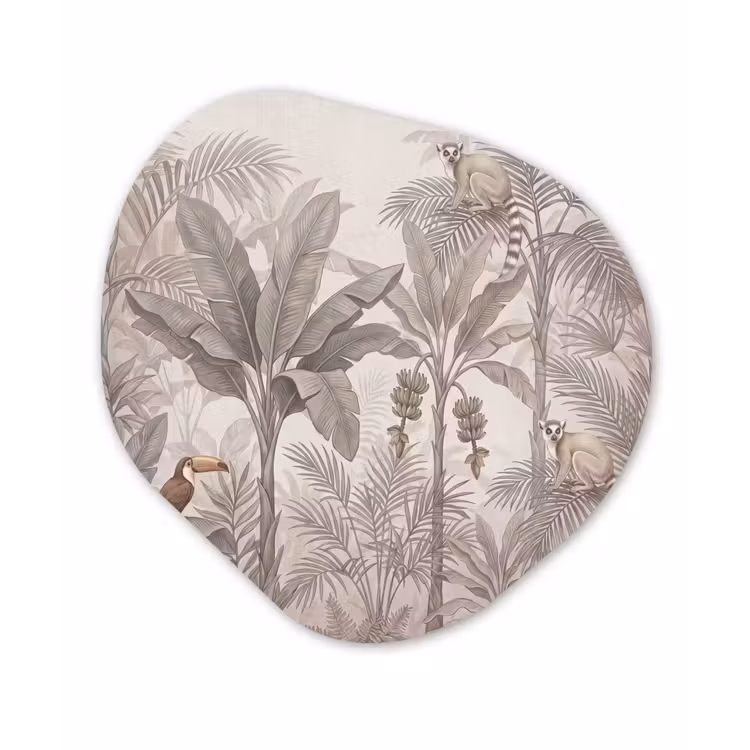 Natuur - Jungle - Ringstaartmaki - Bruin Wandcirkel Organisch Forex 3mm klein -3d