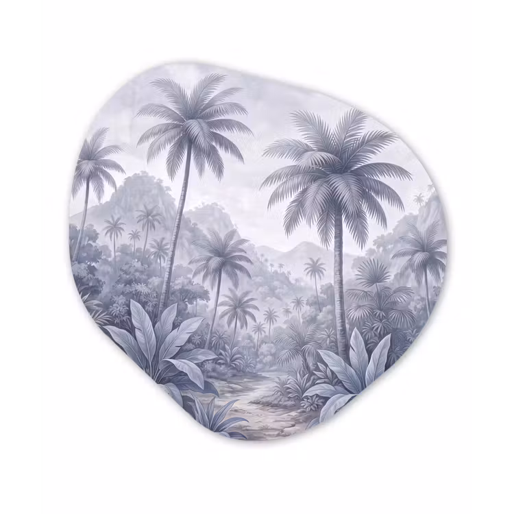 Natuur - Boom - Tropisch - Landschap - Blauw Wandcirkel Organisch Forex 3mm klein -3d