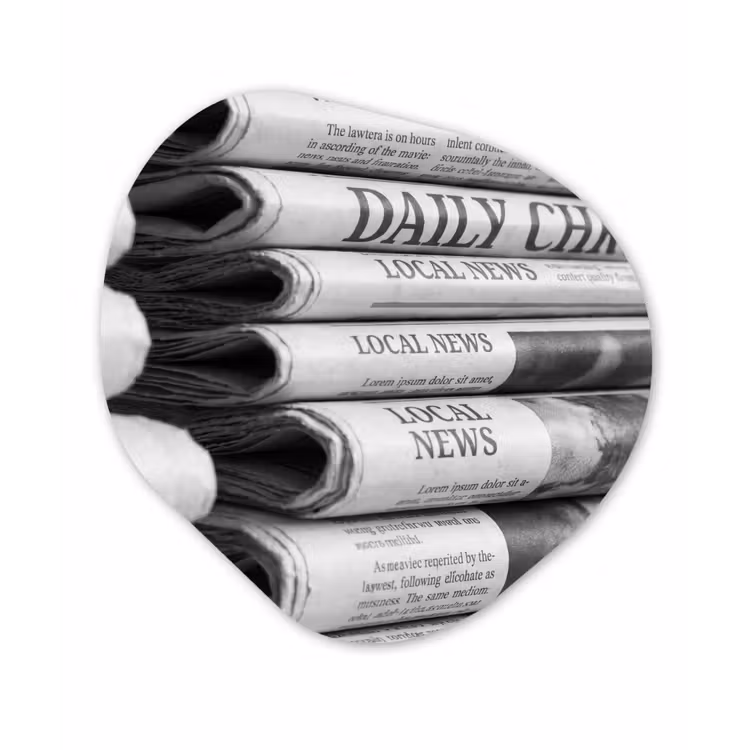 Krant - Stapel - Nieuws - Zwart-wit - Media Wandcirkel Organisch Forex 3mm klein -3d