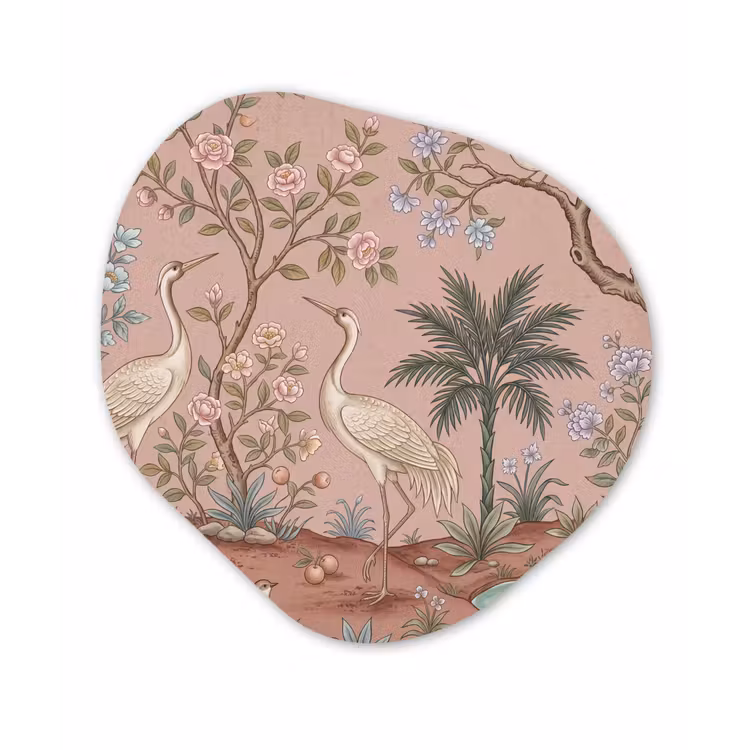 Nostalgisch - Reigers - Roze Wandcirkel Organisch Forex 3mm klein -3d