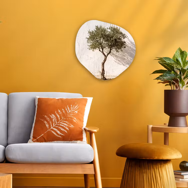 Organic - Forex - Olive Tree - Wall - White - Olijfboom - muur - wit Wandcirkel Organisch Forex 3mm klein