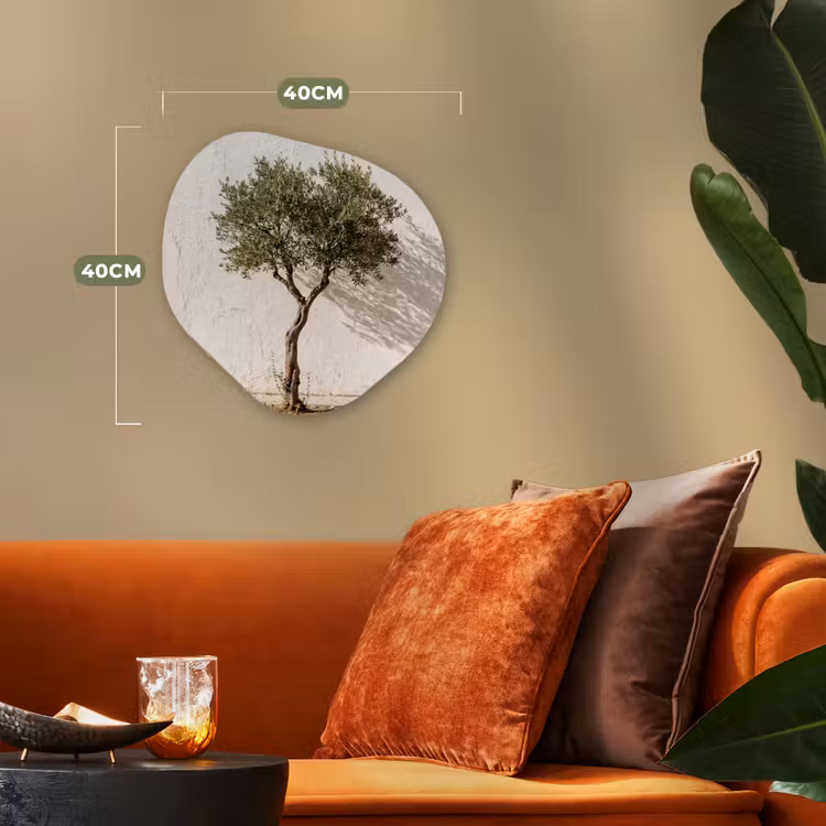 Organic - Forex - Olive Tree - Wall - White - Olijfboom - muur - wit Wandcirkel Organisch Forex 3mm klein