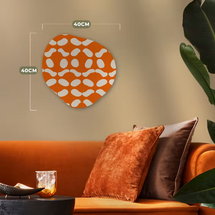 Oranje - Organische vormen - Wit Wandcirkel Organisch Forex 3mm klein 629 -sfeer3