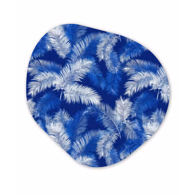 Palmblad - Patroon - Blauw Wandcirkel Organisch Forex 3mm klein 629 -3d