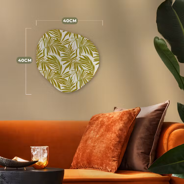 Palmblad - Patroon - Groen Wandcirkel Organisch Forex 3mm klein 629 -sfeer3