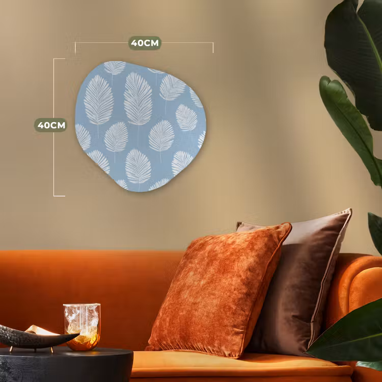 Palmbladeren - Naadloos - Patroon - Pastelblauw Wandcirkel Organisch Forex 3mm klein 629 -sfeer3