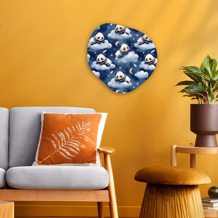 Panda's - Slapen - Blauw Wandcirkel Organisch Forex 3mm klein 629 -sfeer4