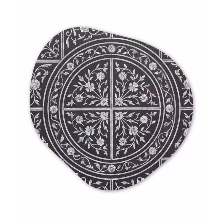 Patroon - Bloemmotief - Decoratie - Klassiek - Zwart Wandcirkel Organisch Forex 3mm klein -3d