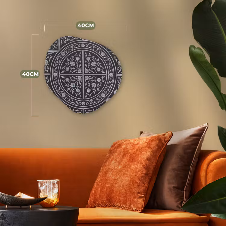 Patroon - Bloemmotief - Decoratie - Klassiek - Zwart Wandcirkel Organisch Forex 3mm klein -sfeer3