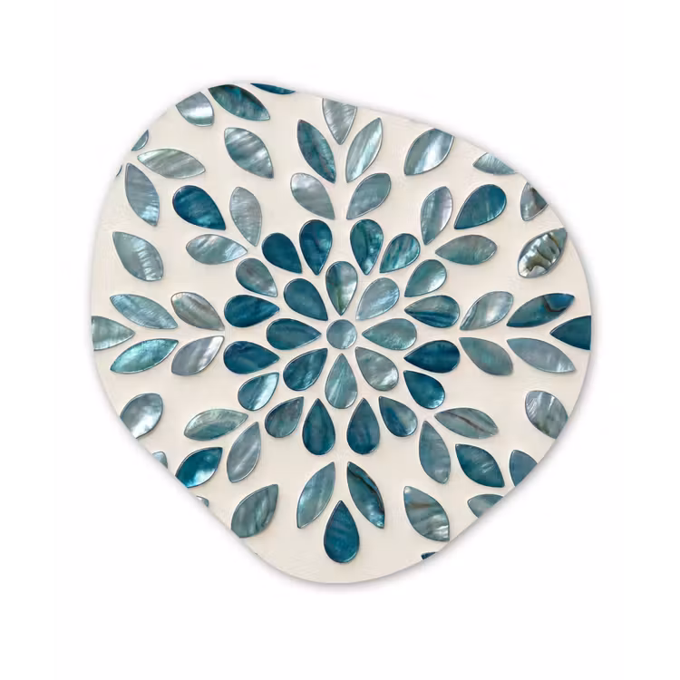 Patroon - Bladeren - Abstract - Modern - Turquoise Wandcirkel Organisch Forex 3mm klein -3d
