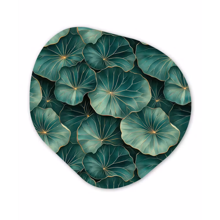 Patroon - Bladeren - Groen Wandcirkel Organisch Forex 3mm klein 629 -3d