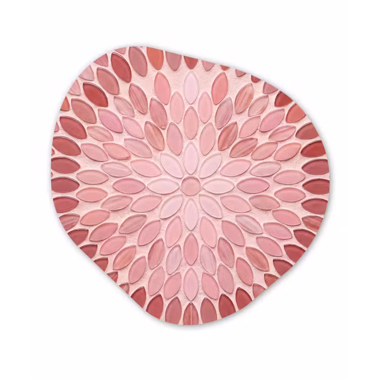 Patroon - Mozaïek - Ovaal - Abstract - Roze Wandcirkel Organisch Forex 3mm klein -3d