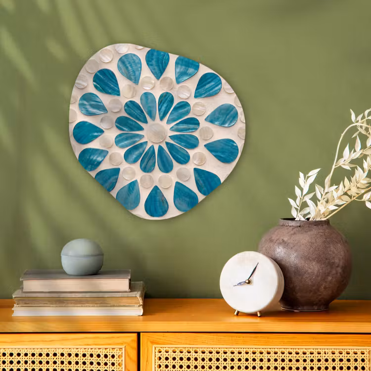 Patroon - Mozaïek - Schelpen - Abstract - Turquoise Wandcirkel Organisch Forex 3mm klein -sfeer2