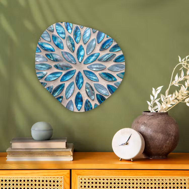 Patroon - Glans - Abstract - Blauw - Decoratie Wandcirkel Organisch Forex 3mm klein -sfeer2