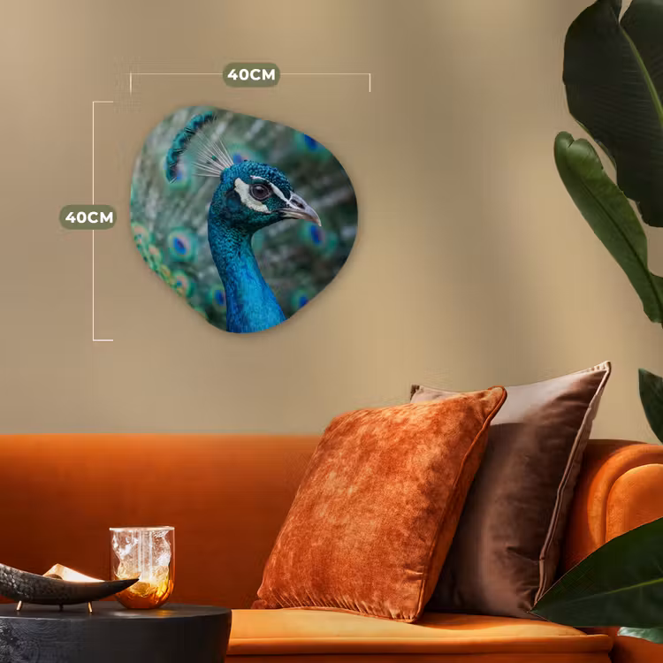 Pauw - Veren - Blauw Wandcirkel Organisch Forex 3mm klein -sfeer3