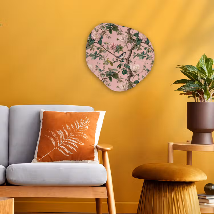Pioenrozen - Botanisch - Vogel Wandcirkel Organisch Forex 3mm klein 629 -sfeer4