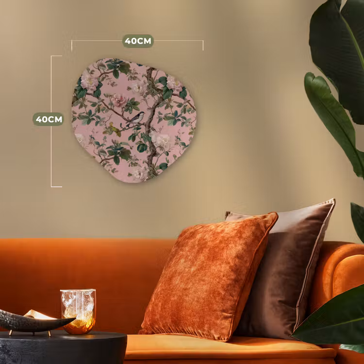 Pioenrozen - Botanisch - Vogel Wandcirkel Organisch Forex 3mm klein 629 -sfeer3