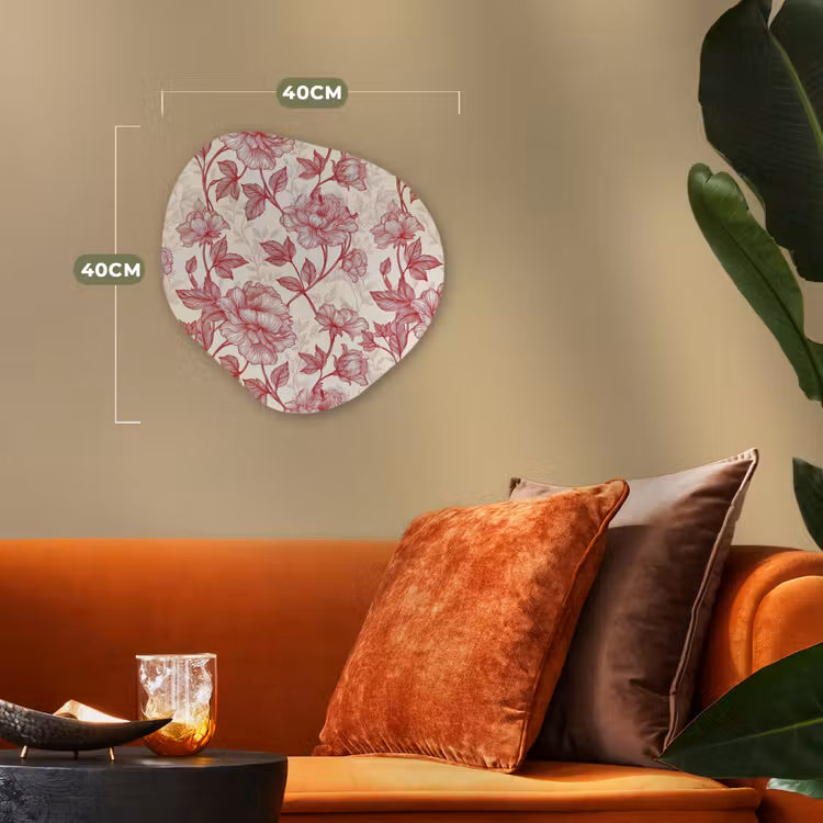 Pioenrozen - Modern - Rood Wandcirkel Organisch Forex 3mm klein 629 -sfeer3