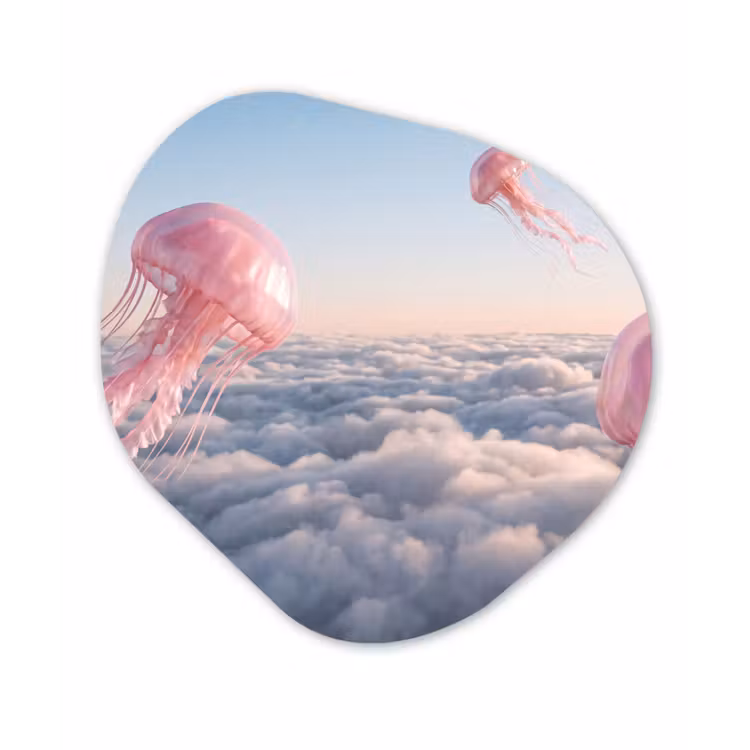 Organic - Forex - Pink Animal - Clouds - Roze dier - Wolken Wandcirkel Organisch Forex 3mm klein