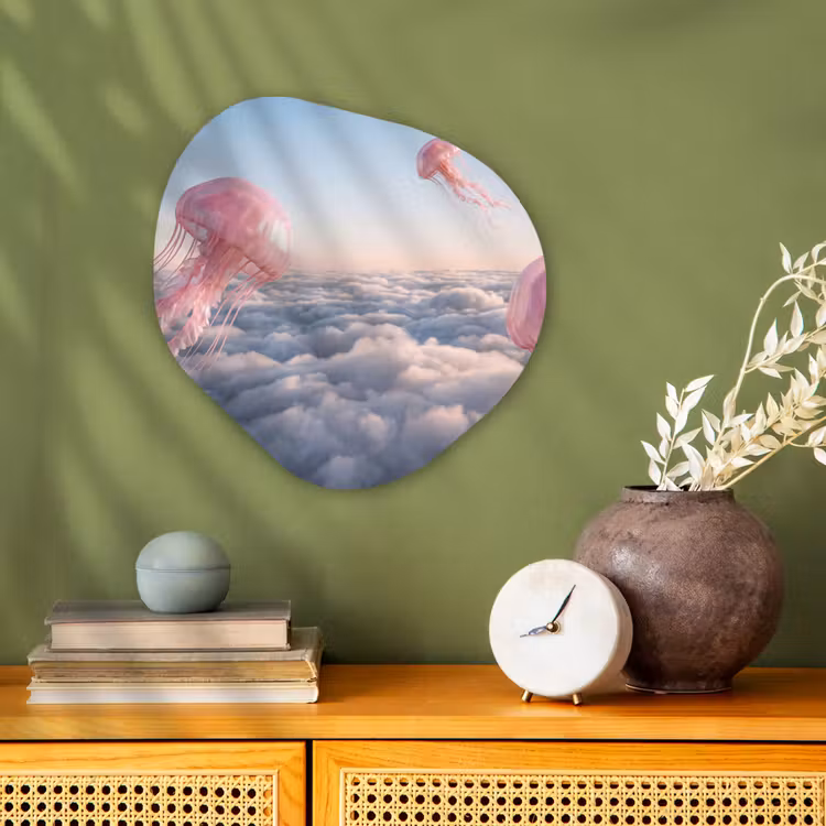 Organic - Forex - Pink Animal - Clouds - Roze dier - Wolken Wandcirkel Organisch Forex 3mm klein