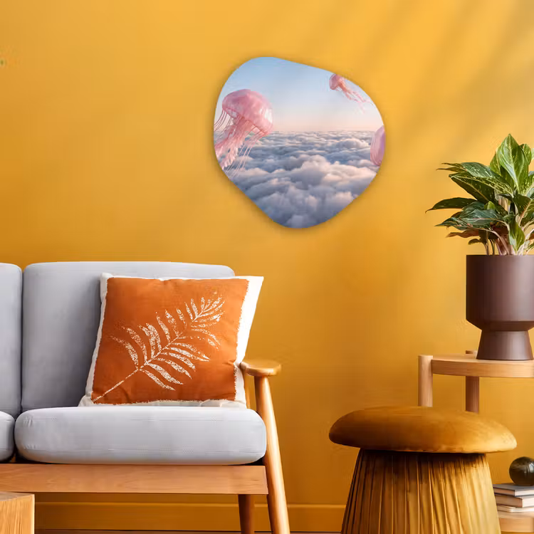 Organic - Forex - Pink Animal - Clouds - Roze dier - Wolken Wandcirkel Organisch Forex 3mm klein