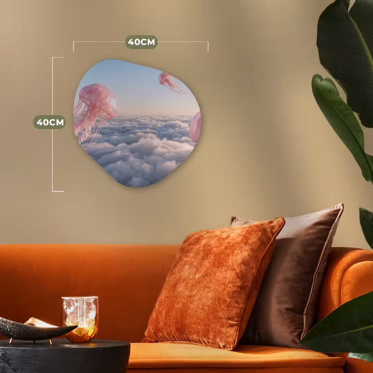 Organic - Forex - Pink Animal - Clouds - Roze dier - Wolken Wandcirkel Organisch Forex 3mm klein