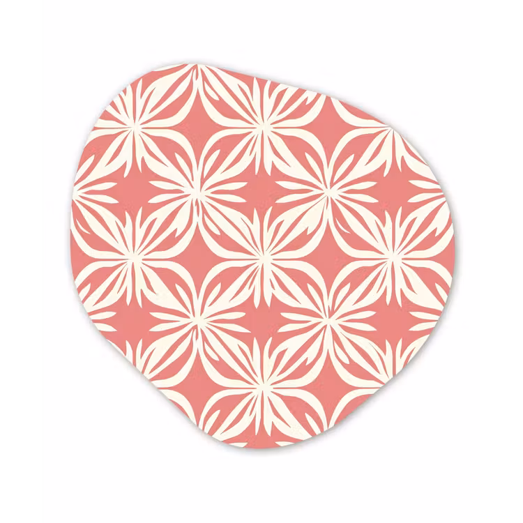 Roze - Bloemenmotief - Wit - Modern Wandcirkel Organisch Forex 3mm klein 629 -3d