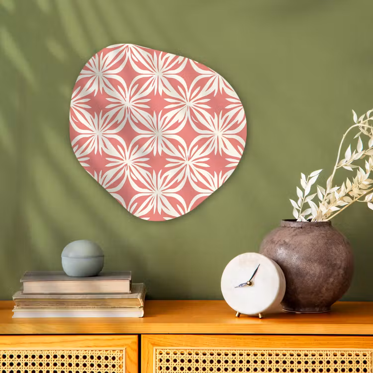 Roze - Bloemenmotief - Wit - Modern Wandcirkel Organisch Forex 3mm klein 629 -sfeer2