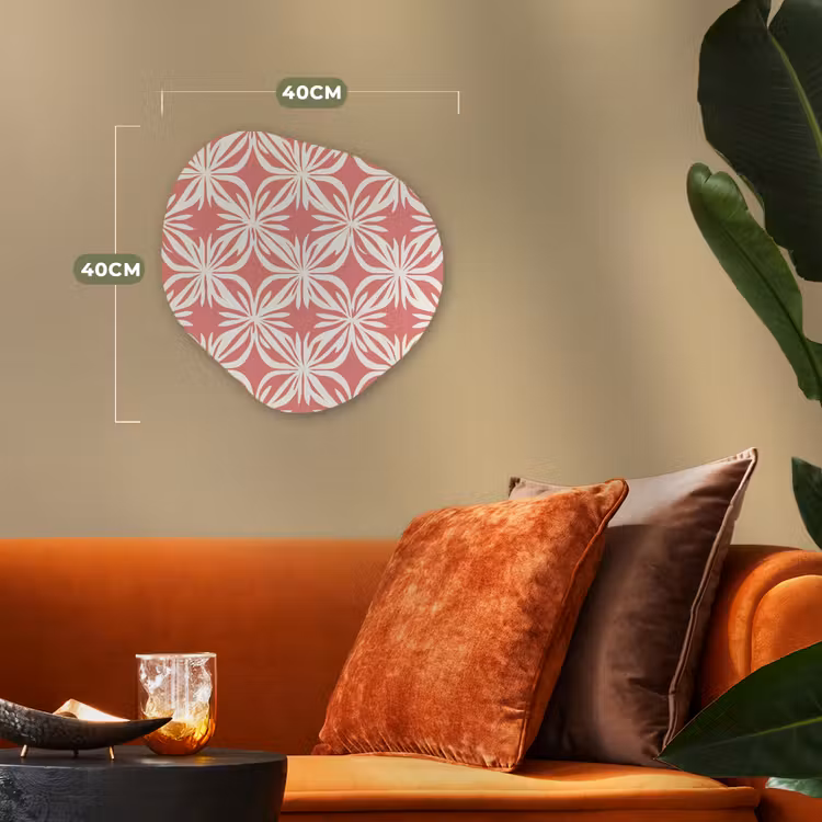Roze - Bloemenmotief - Wit - Modern Wandcirkel Organisch Forex 3mm klein 629 -sfeer3