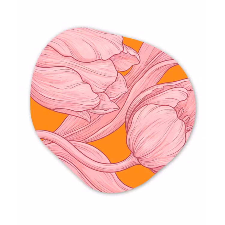 Organic - Forex - Pink Flowers - Modern - Roze bloemen - Modern Wandcirkel Organisch Forex 3mm klein