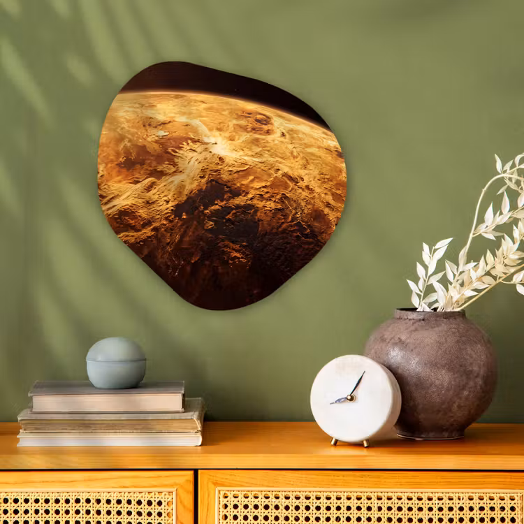 Organic - Forex - Planet - Space - Orange - Planeet - Ruimte - Oranje Wandcirkel Organisch Forex 3mm klein