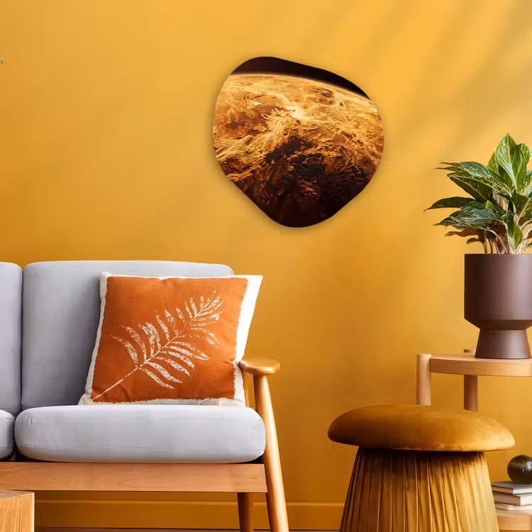 Organic - Forex - Planet - Space - Orange - Planeet - Ruimte - Oranje Wandcirkel Organisch Forex 3mm klein