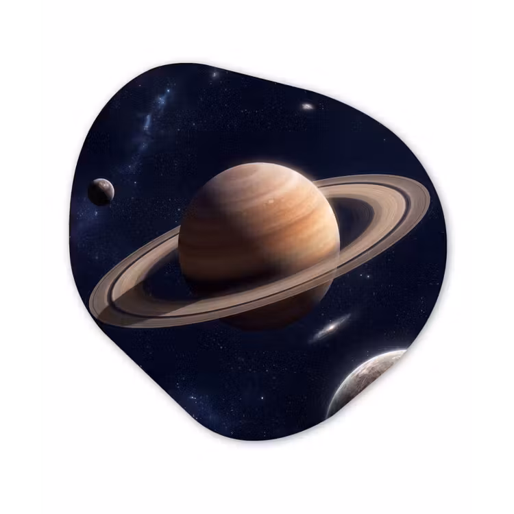 Planeten - Saturnus - Ruimte Wandcirkel Organisch Forex 3mm klein -3d